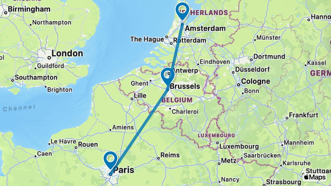 Trip itinerary map