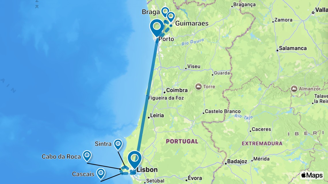 Trip itinerary map