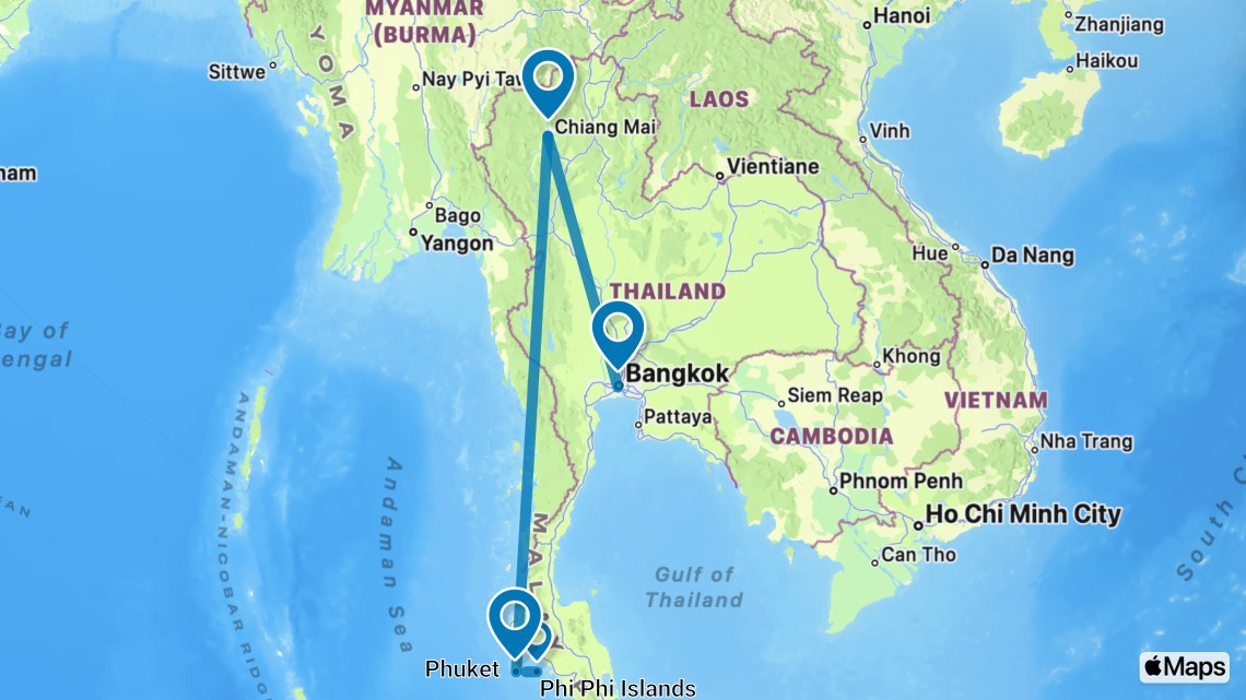 Trip itinerary map