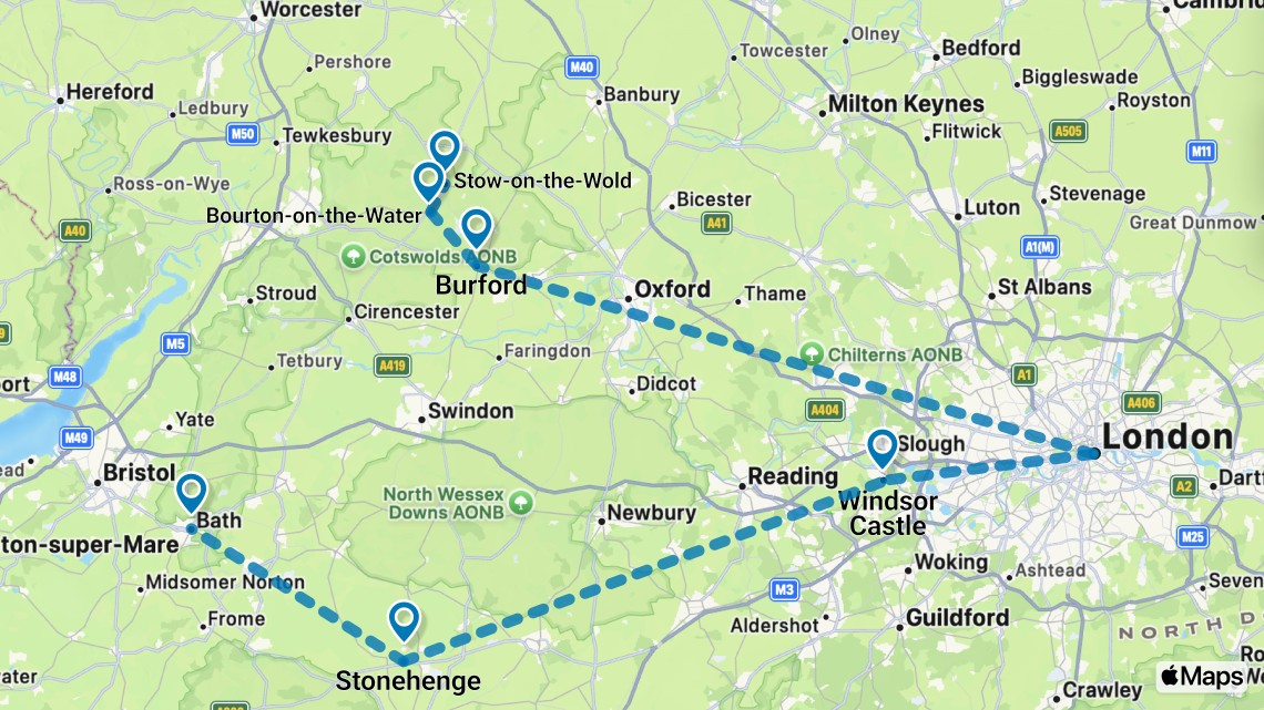 Trip itinerary map