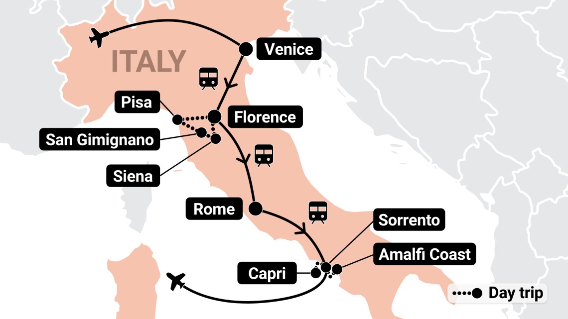Trip itinerary map